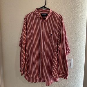 Ralph Lauren Golf Red Striped Button Down Shirt XL